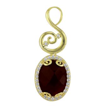 22214 Green Natural Stones Czs Gold Layered Pendant