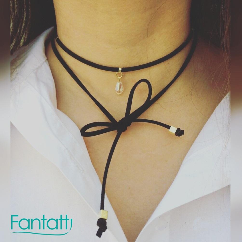 46124 18K Gold Layered Leather Chocker 120cm/48in