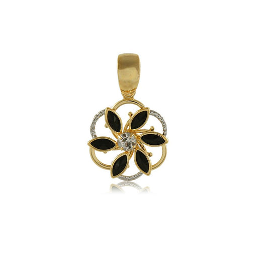 20134R 18K Gold Layered Pendant Black