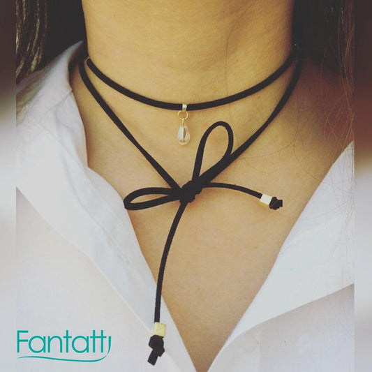 46124 18K Gold Layered Leather Chocker 120cm/48in