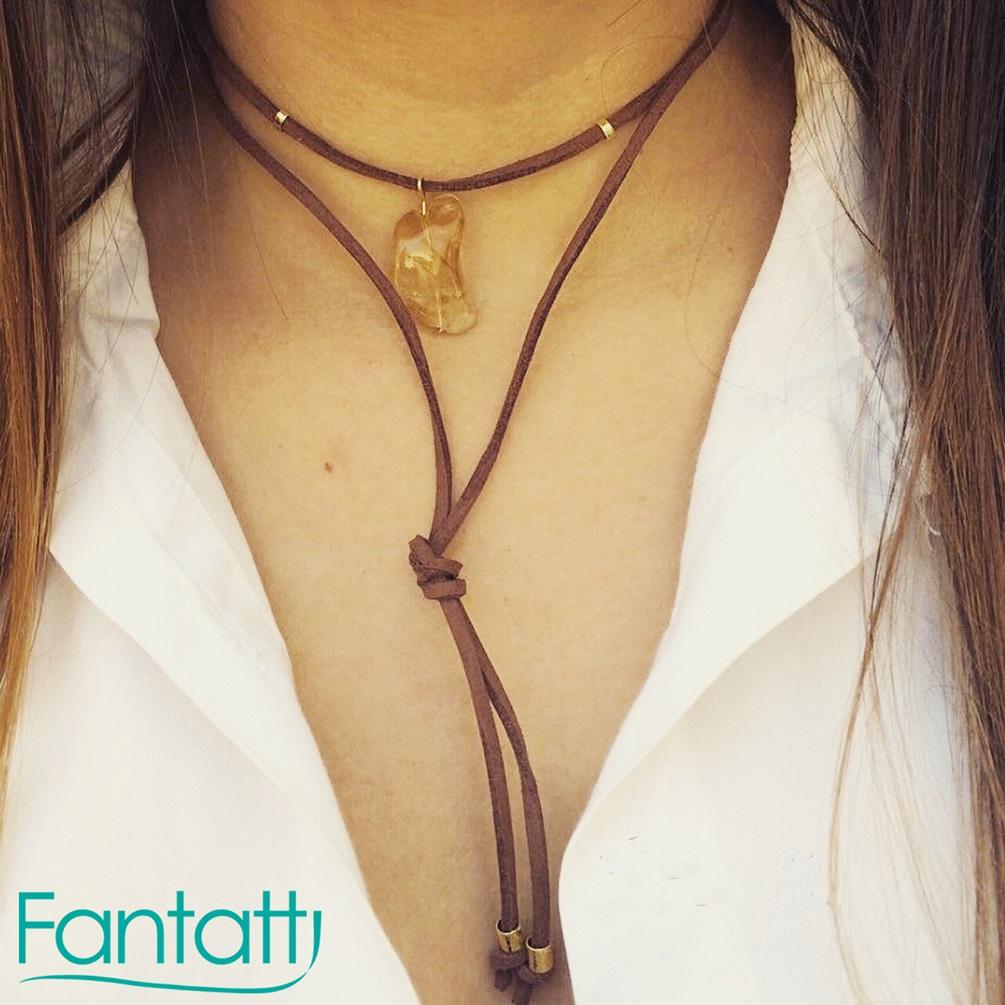 46125 18K Gold Layered Leather Chocker 120cm/48in