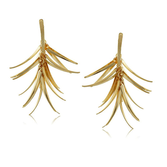 Tarnish Resistant, Nickel free and Hypoallergenic for Sensitive skin, Apparel and Accessories, Jewelry, Earrings Dangle Petals Earring Finished in 18K Yellow Gold Women Jewelry 10006R