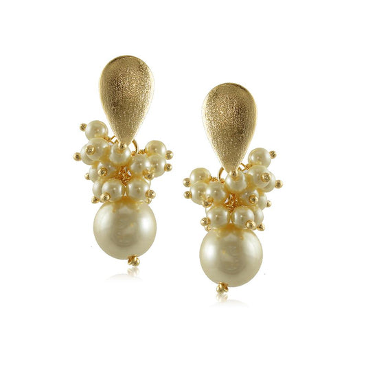 Tarnish Resistant, Nickel free and Hypoallergenic for Sensitive skin, Apparel and Accessories, Jewelry, Earrings Pearl Earring Finished in 18K Yellow Gold Women Jewelry 10008R