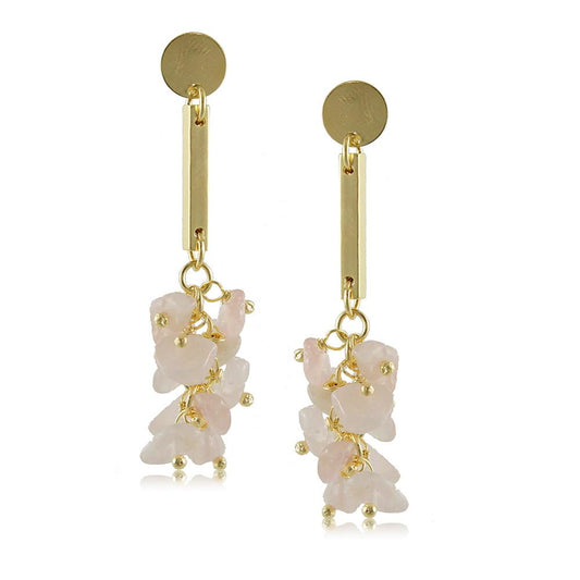 Tarnish Resistant, Nickel free and Hypoallergenic for Sensitive skin, Apparel and Accessories, Jewelry, Earrings Dangling Bar with Crystals Earring Finished in 18K Yellow Gold Women Jewelry 10069R