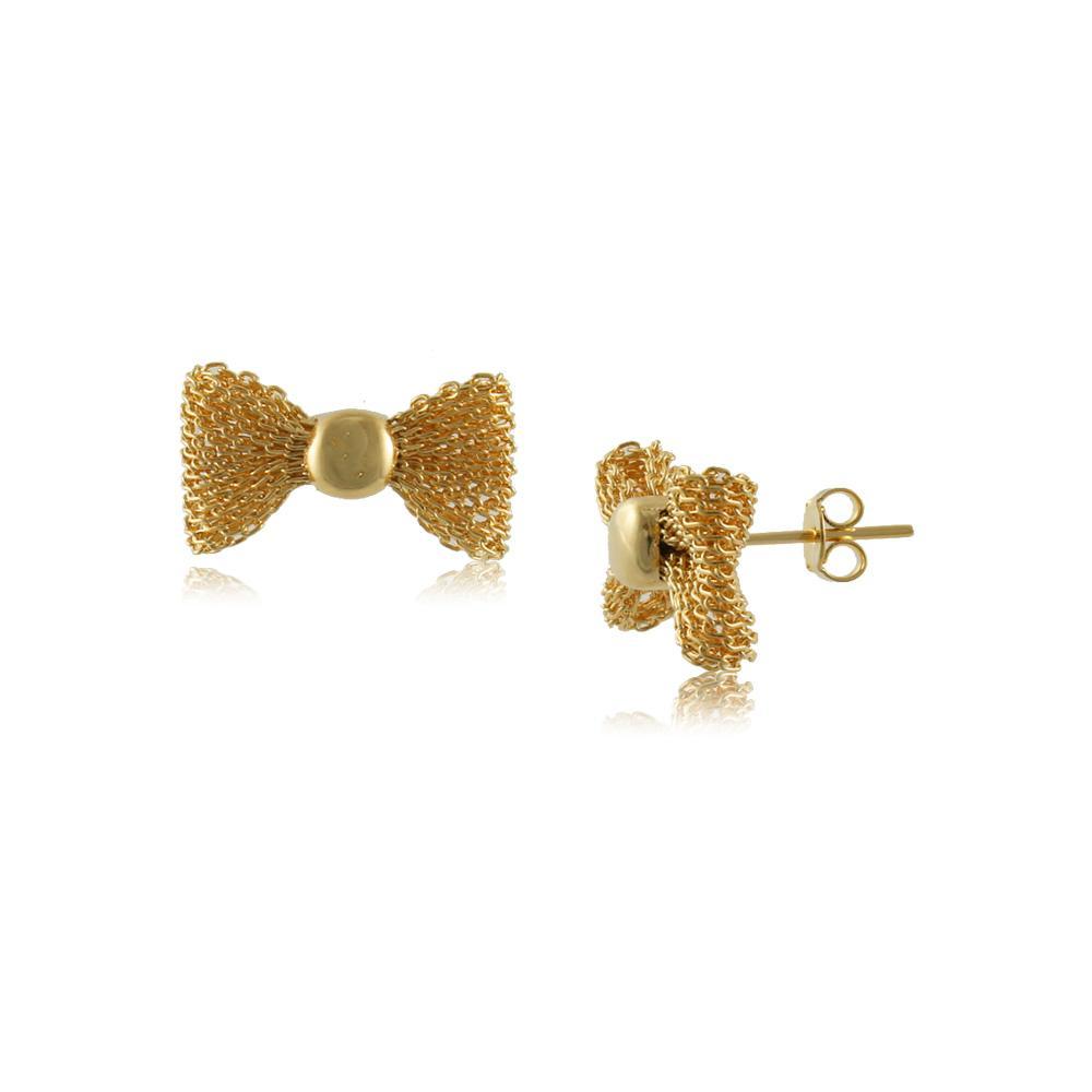 Tarnish Resistant, Nickel free and Hypoallergenic for Sensitive skin, Apparel and Accessories, Jewelry, Earrings Bow Tie Crochet Stud Earring Finished in 18K Yellow Gold Women Jewelry 10175R