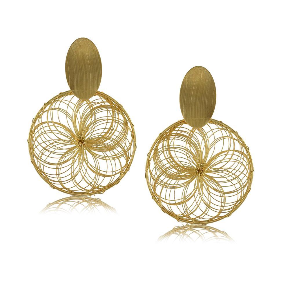 Tarnish Resistant, Nickel free and Hypoallergenic for Sensitive skin, Apparel and Accessories, Jewelry, Earrings Drop Wired Circle Earring Finished in 18K Yellow Gold Women Jewelry 10308R