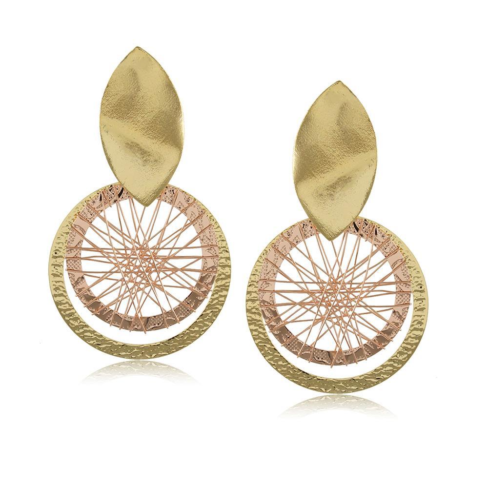 Tarnish Resistant, Nickel free and Hypoallergenic for Sensitive skin, Apparel and Accessories, Jewelry, Earrings Drop 2 Wired Circles Earring Finished in 18K Yellow Gold Women Jewelry 10312R