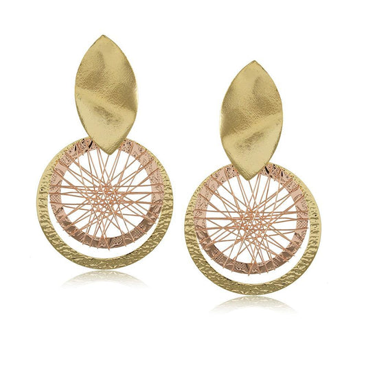 Tarnish Resistant, Nickel free and Hypoallergenic for Sensitive skin, Apparel and Accessories, Jewelry, Earrings Drop 2 Wired Circles Earring Finished in 18K Yellow Gold Women Jewelry 10312R