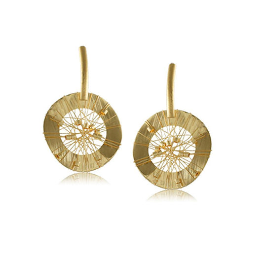 Tarnish Resistant, Nickel free and Hypoallergenic for Sensitive skin, Apparel and Accessories, Jewelry, Earrings Drop Wired Circle Earring Finished in 18K Yellow Gold Women Jewelry 10326R