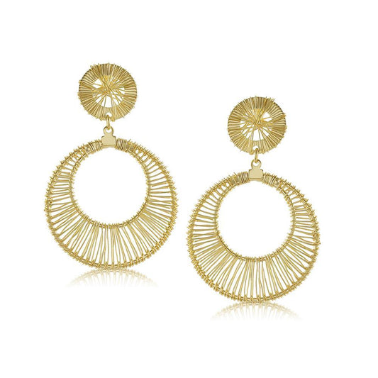 Tarnish Resistant, Nickel free and Hypoallergenic for Sensitive skin, Apparel and Accessories, Jewelry, Earrings Drop Wired Circle Earring Finished in 18K Yellow Gold Women Jewelry 10362R