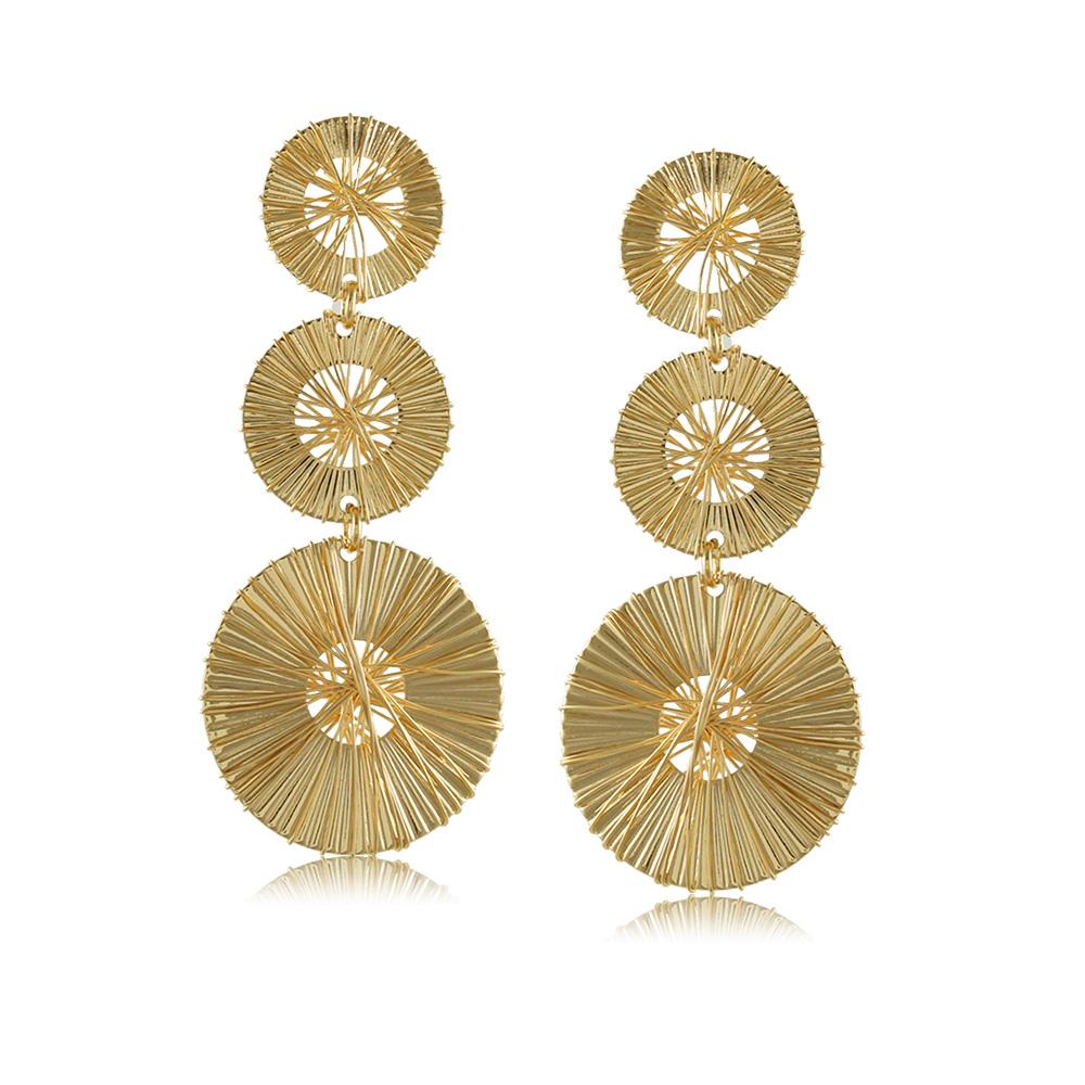 Tarnish Resistant, Nickel free and Hypoallergenic for Sensitive skin, Apparel and Accessories, Jewelry, Earrings Dangle 3 Wired Circles Earring Finished in 18K Yellow Gold Women Jewelry 10378R