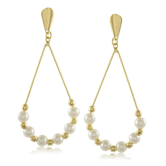 Tarnish Resistant, Nickel free and Hypoallergenic for Sensitive skin, Apparel and Accessories, Jewelry, Earrings Pearl Earring Finished in 18K Yellow Gold Women Jewelry 10388R