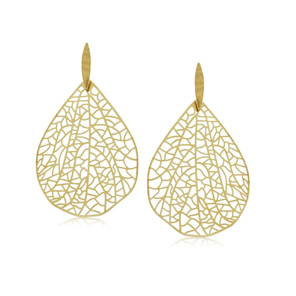 Tarnish Resistant, Nickel free and Hypoallergenic for Sensitive skin, Apparel and Accessories, Jewelry, Earrings Leaf Earring Finished in 18K Yellow Gold Women Jewelry 10397R