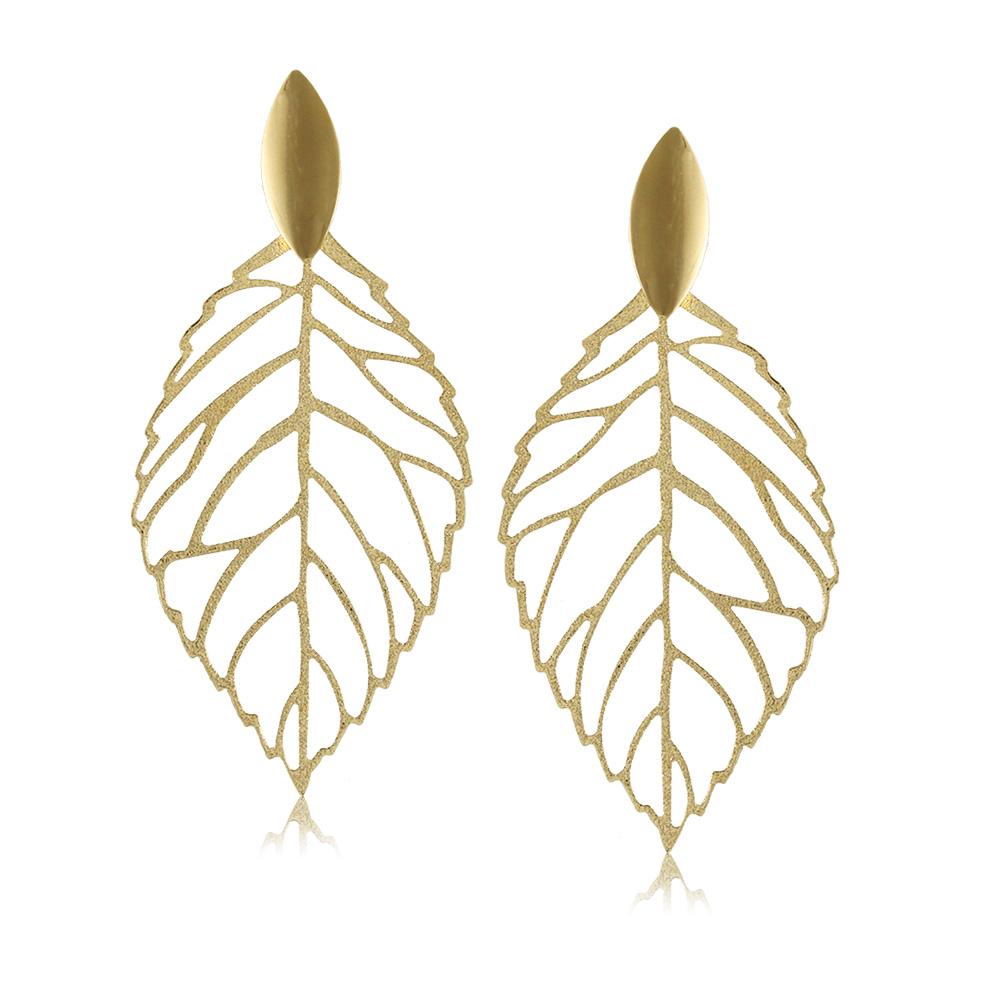 Tarnish Resistant, Nickel free and Hypoallergenic for Sensitive skin, Apparel and Accessories, Jewelry, Earrings Drop Leaf Earring Finished in 18K Yellow Gold Women Jewelry 10570R