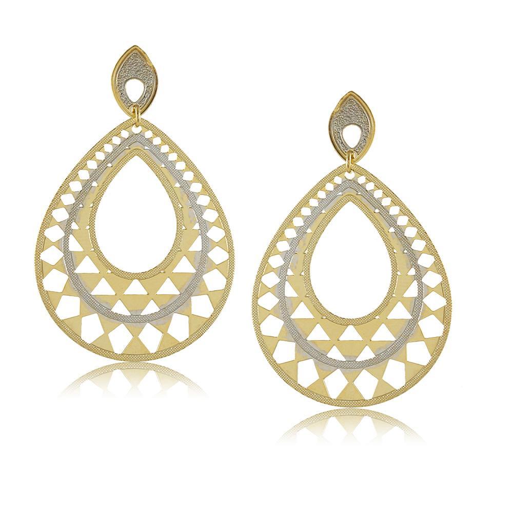 Tarnish Resistant, Nickel free and Hypoallergenic for Sensitive skin, Apparel and Accessories, Jewelry, Earrings 2 Tone Lace Earring Finished in 18K Yellow Gold Women Jewelry 11746R