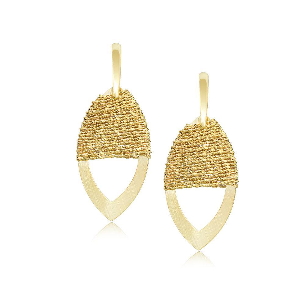 Tarnish Resistant, Nickel free and Hypoallergenic for Sensitive skin, Apparel and Accessories, Jewelry, Earrings Oval Wired Crochet Earring Finished in 18K Yellow Gold Women Jewelry 12061R