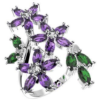 Tarnish Resistant, Nickel free and Hypoallergenic for Sensitive skin, Apparel and Accessories, Jewelry, Rings CZ Ring 925 Sterling Silver Women Jewelry 13019P Green/Purple 6