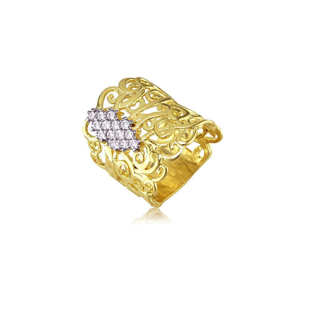 CZ Ring Finished in 18K Yellow Gold Women Jewelry 13376