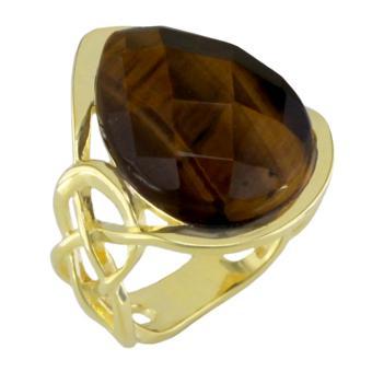 Tarnish Resistant, Nickel free and Hypoallergenic for Sensitive skin, Apparel and Accessories, Jewelry, Rings Ring Finished in 18K Yellow Gold Women Jewelry 13746 6 Tiger Eye