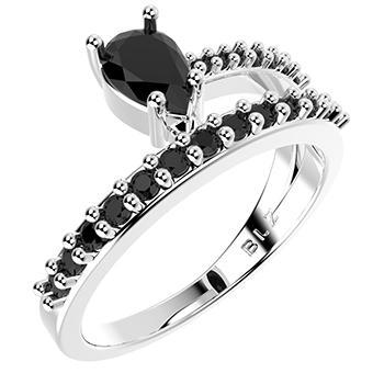 Tarnish Resistant, Nickel free and Hypoallergenic for Sensitive skin, Apparel and Accessories, Jewelry, Rings CZ Ring 925 Sterling Silver Women Jewelry 14218P Black CZ 6