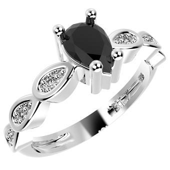 Tarnish Resistant, Nickel free and Hypoallergenic for Sensitive skin, Apparel and Accessories, Jewelry, Rings CZ Ring 925 Sterling Silver Women Jewelry 14220P Black/Clear CZ 6