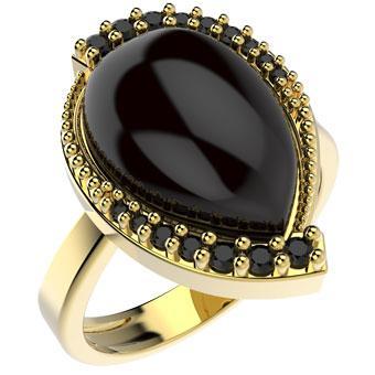 Tarnish Resistant, Nickel free and Hypoallergenic for Sensitive skin, Apparel and Accessories, Jewelry, Rings Natural Stone and CZ Ring Finished in 18K Yellow Gold Women Jewelry 14256 Black 6