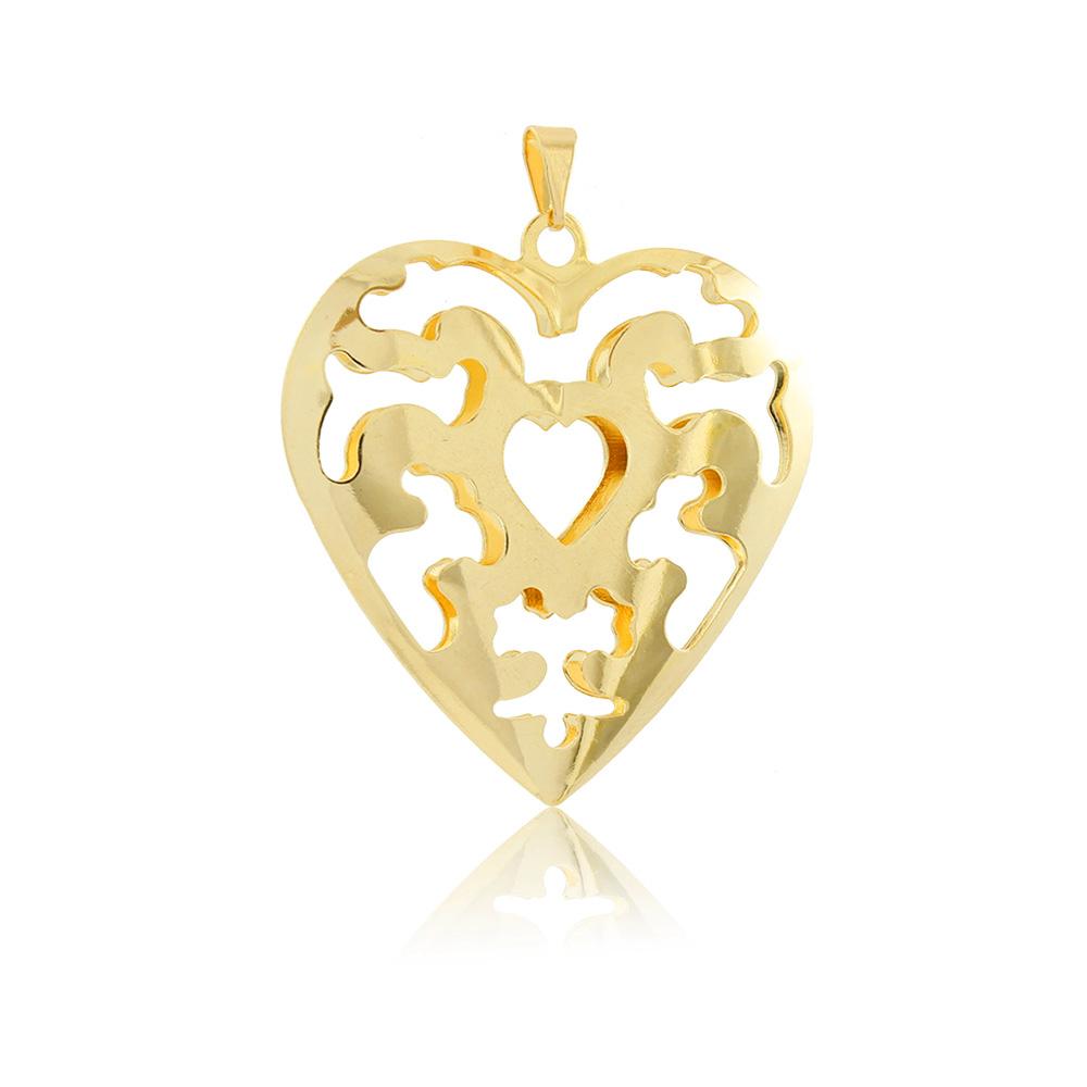 Tarnish Resistant, Nickel free and Hypoallergenic for Sensitive skin, Apparel and Accessories, Jewelry, Charms and Pendants Heart Pendant Finished in 18K Yellow Gold Women Jewelry 26119