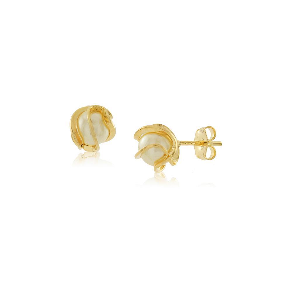 Tarnish Resistant, Nickel free and Hypoallergenic for Sensitive skin, Apparel and Accessories, Jewelry, Earrings Pearl Stud Earring Finished in 18K Yellow Gold Women Jewelry 36022