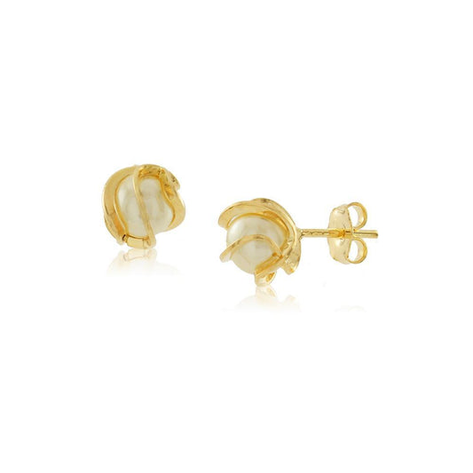 Tarnish Resistant, Nickel free and Hypoallergenic for Sensitive skin, Apparel and Accessories, Jewelry, Earrings Pearl Stud Earring Finished in 18K Yellow Gold Women Jewelry 36023