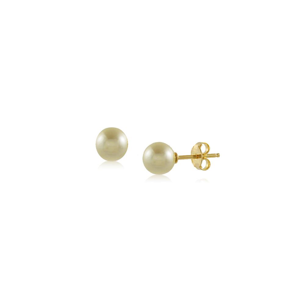 Tarnish Resistant, Nickel free and Hypoallergenic for Sensitive skin, Apparel and Accessories, Jewelry, Earrings Pearl Stud Earring Finished in 18K Yellow Gold Women Jewelry 36028