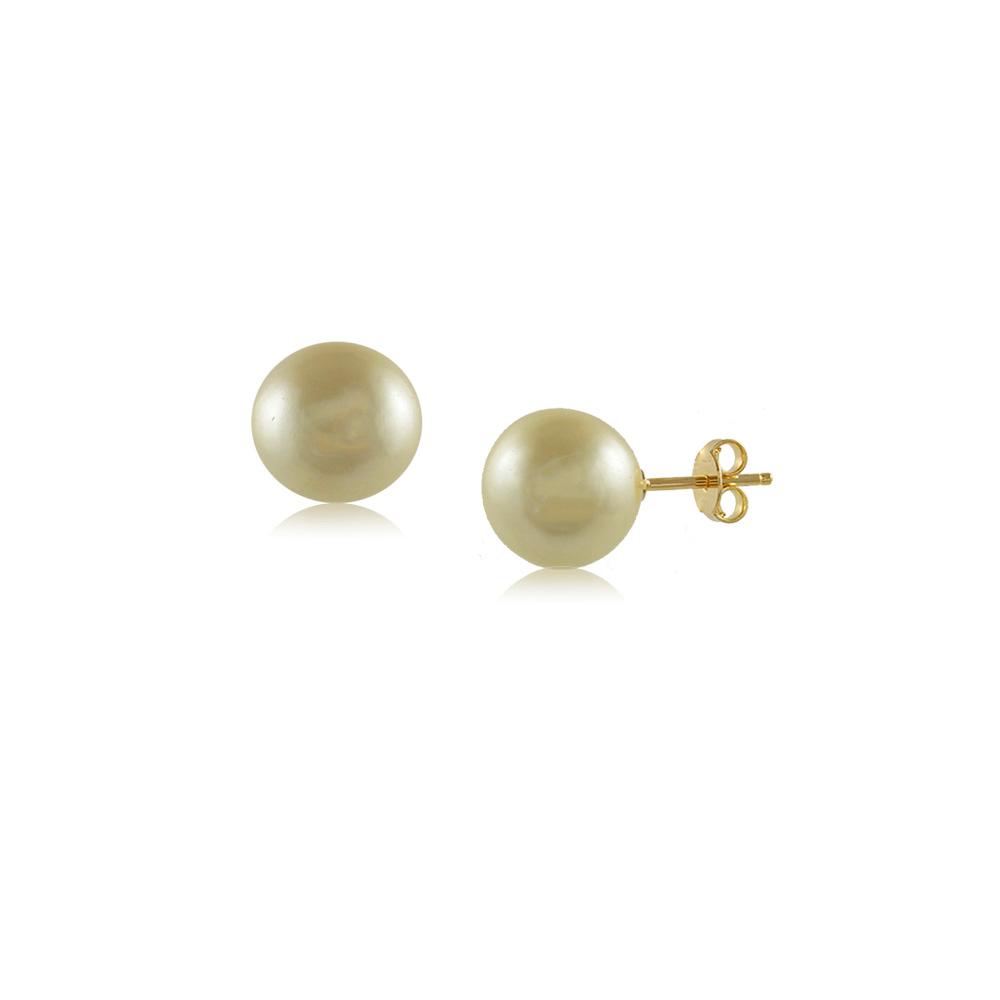 Tarnish Resistant, Nickel free and Hypoallergenic for Sensitive skin, Apparel and Accessories, Jewelry, Earrings Pearl Stud Earring Finished in 18K Yellow Gold Women Jewelry 36031