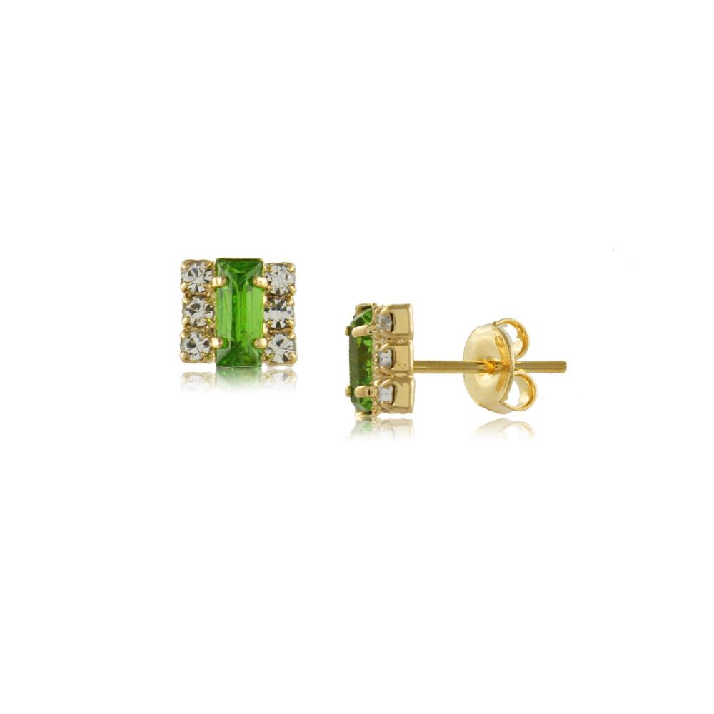 Tarnish Resistant, Nickel free and Hypoallergenic for Sensitive skin, Apparel and Accessories, Jewelry, Earrings Clear and Green Crystal Stud Earring Finished in 18K Yellow Gold Women Jewelry 36062 Black