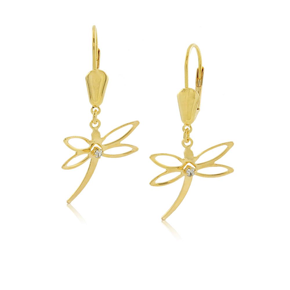 Tarnish Resistant, Nickel free and Hypoallergenic for Sensitive skin, Apparel and Accessories, Jewelry, Earrings Dangle Dragonfly Leverback Earring Finished in 18K Yellow Gold Women Jewelry 36093