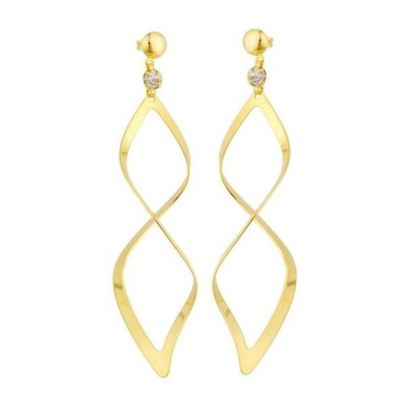 Tarnish Resistant, Nickel free and Hypoallergenic for Sensitive skin, Apparel and Accessories, Jewelry, Earrings Crystal Dangle Twisted Earring Finished in 18K Yellow Gold Women Jewelry 36105