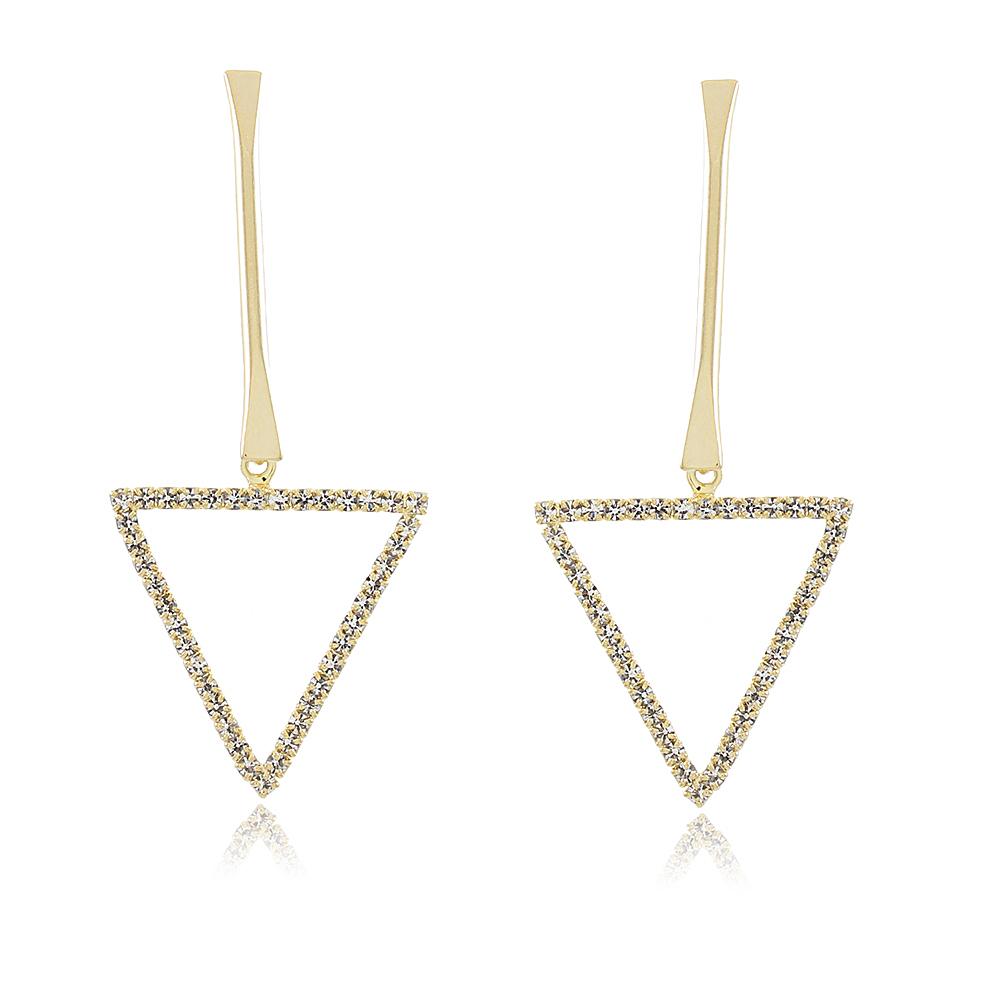 Tarnish Resistant, Nickel free and Hypoallergenic for Sensitive skin, Apparel and Accessories, Jewelry, Earrings Crystals Dangle Triangle Earring Finished in 18K Yellow Gold Women Jewelry 36107