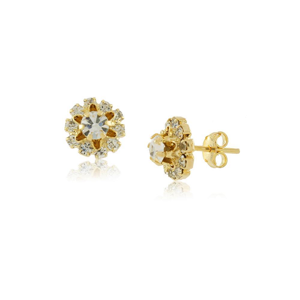 Tarnish Resistant, Nickel free and Hypoallergenic for Sensitive skin, Apparel and Accessories, Jewelry, Earrings Crystal Flower Stud Earring Finished in 18K Yellow Gold Women Jewelry 36147 Blue