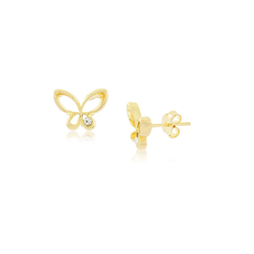 Tarnish Resistant, Nickel free and Hypoallergenic for Sensitive skin, Apparel and Accessories, Jewelry, Earrings Crystal Butterfly Stud Earring Finished in 18K Yellow Gold Women Jewelry 36176