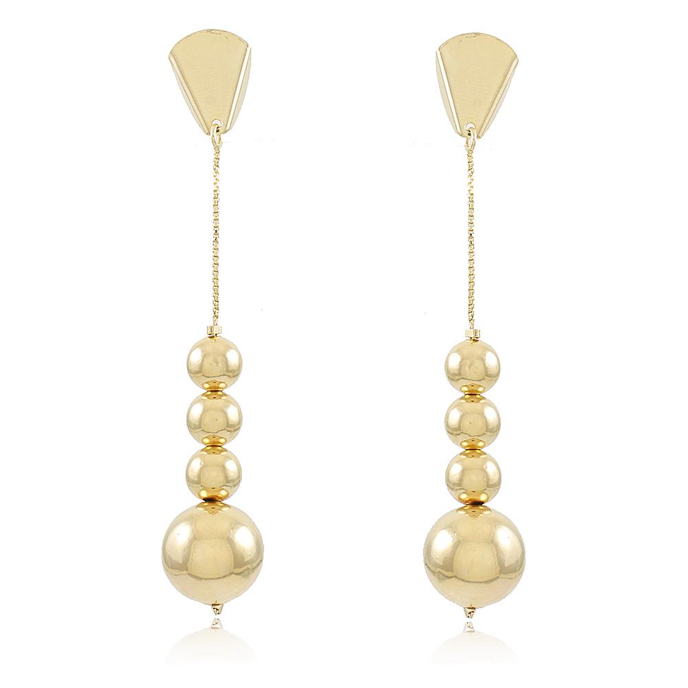 Tarnish Resistant, Nickel free and Hypoallergenic for Sensitive skin, Apparel and Accessories, Jewelry, Earrings 4 Spheres Dangling Earring Finished in 18K Yellow Gold Women Jewelry 36229