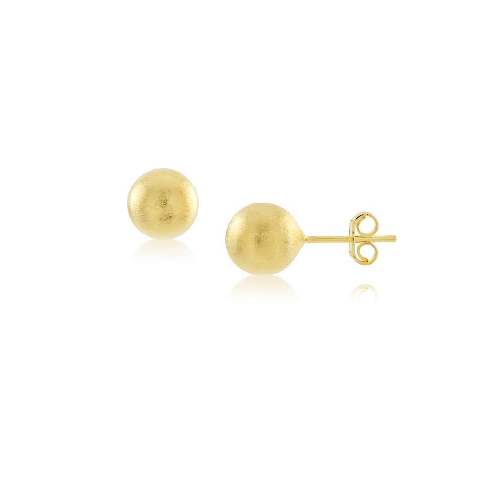 Tarnish Resistant, Nickel free and Hypoallergenic for Sensitive skin, Apparel and Accessories, Jewelry, Earrings Brushed Sphere Stud Earring Finished in 18K Yellow Gold Women Jewelry 36278