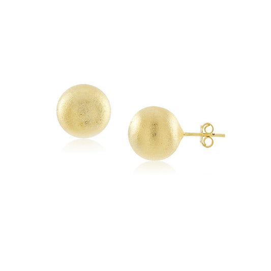 Tarnish Resistant, Nickel free and Hypoallergenic for Sensitive skin, Apparel and Accessories, Jewelry, Earrings Brushed Sphere Stud Earring Finished in 18K Yellow Gold Women Jewelry 36280