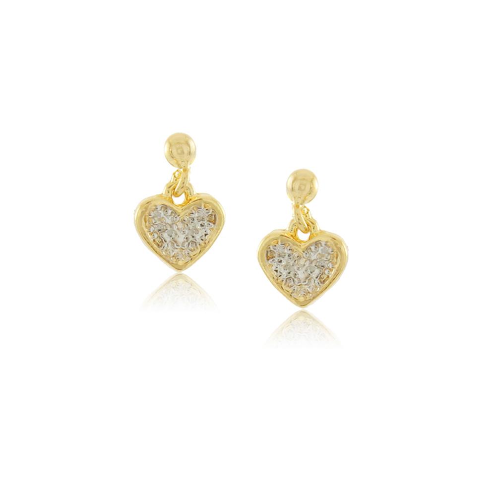 Tarnish Resistant, Nickel free and Hypoallergenic for Sensitive skin, Apparel and Accessories, Jewelry, Earrings 2 Tone Heart Earring Finished in 18K Yellow Gold Women Jewelry 36292