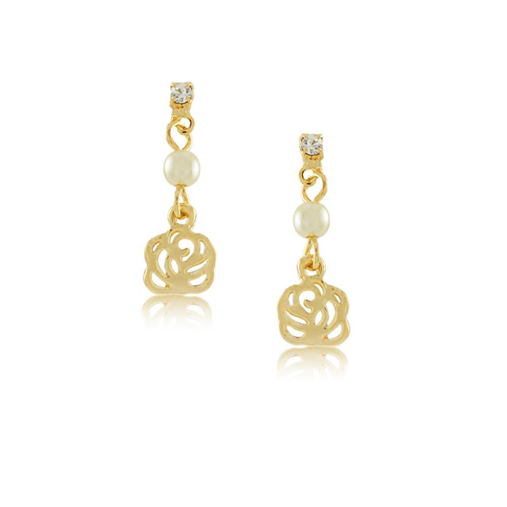 Tarnish Resistant, Nickel free and Hypoallergenic for Sensitive skin, Apparel and Accessories, Jewelry, Earrings Pearl Earring Finished in 18K Yellow Gold Women Jewelry 36300