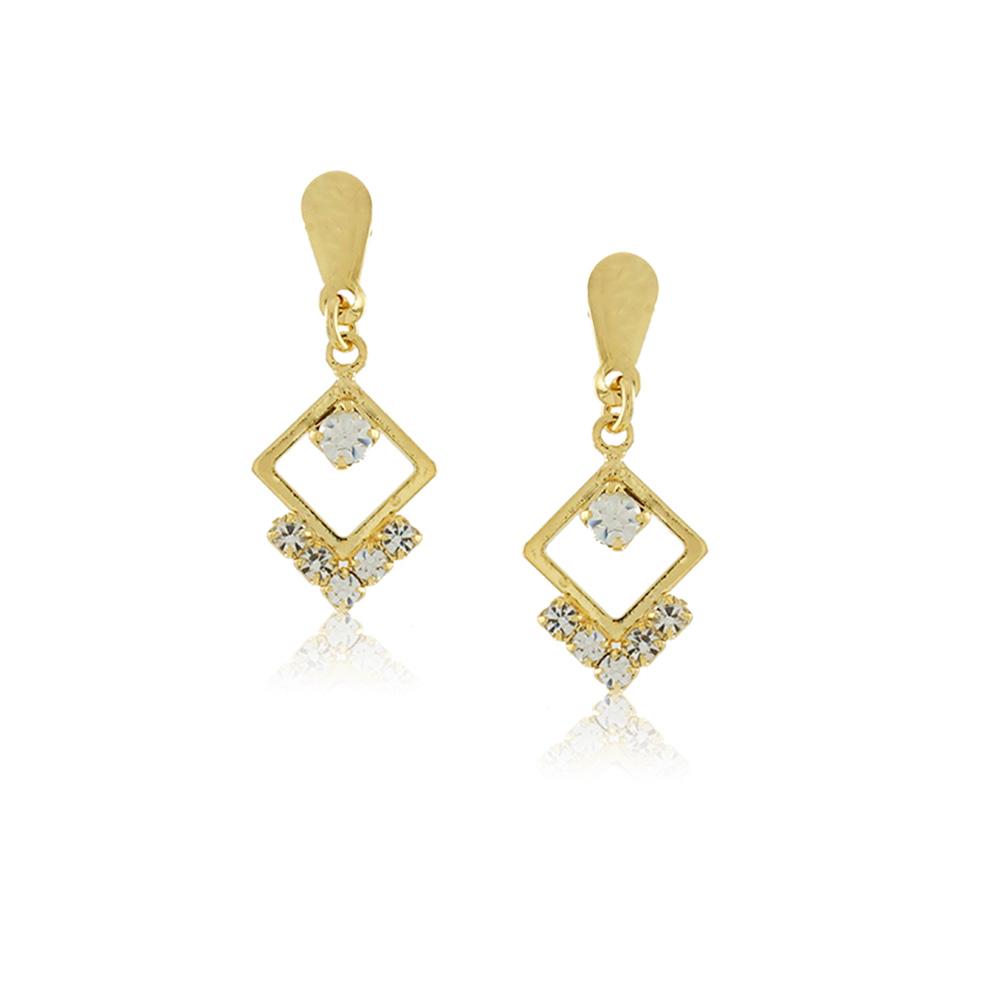 Tarnish Resistant, Nickel free and Hypoallergenic for Sensitive skin, Apparel and Accessories, Jewelry, Earrings Dangle Geometric Crystal Earring Finished in 18K Yellow Gold Women Jewelry 36309 Blue