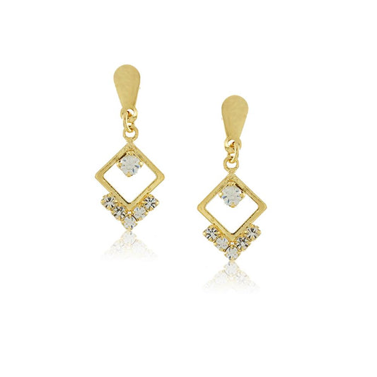 Tarnish Resistant, Nickel free and Hypoallergenic for Sensitive skin, Apparel and Accessories, Jewelry, Earrings Dangle Geometric Crystal Earring Finished in 18K Yellow Gold Women Jewelry 36309 Blue