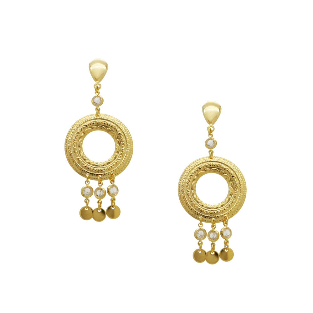 Tarnish Resistant, Nickel free and Hypoallergenic for Sensitive skin, Apparel and Accessories, Jewelry, Earrings Boho Dangling Crystal Earring Finished in 18K Yellow Gold Women Jewelry 36398