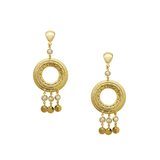 Tarnish Resistant, Nickel free and Hypoallergenic for Sensitive skin, Apparel and Accessories, Jewelry, Earrings Boho Dangling Crystal Earring Finished in 18K Yellow Gold Women Jewelry 36398