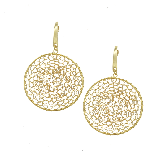 Tarnish Resistant, Nickel free and Hypoallergenic for Sensitive skin, Apparel and Accessories, Jewelry, Earrings Round Dangle Wire Crochet Earring Finished in 18K Yellow Gold Women Jewelry 36408