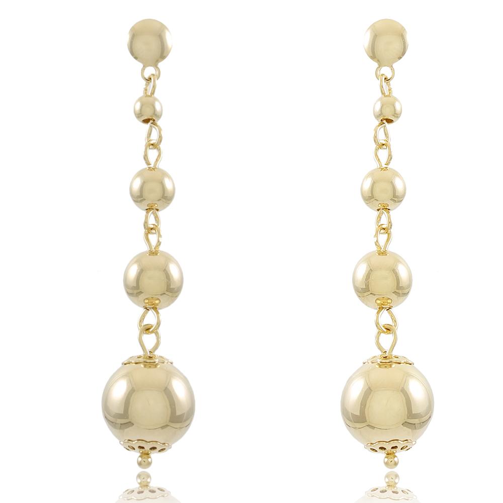 Tarnish Resistant, Nickel free and Hypoallergenic for Sensitive skin, Apparel and Accessories, Jewelry, Earrings 4 Spheres Dangling Earring Finished in 18K Yellow Gold Women Jewelry 36513