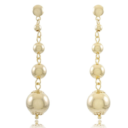 Tarnish Resistant, Nickel free and Hypoallergenic for Sensitive skin, Apparel and Accessories, Jewelry, Earrings 4 Spheres Dangling Earring Finished in 18K Yellow Gold Women Jewelry 36513