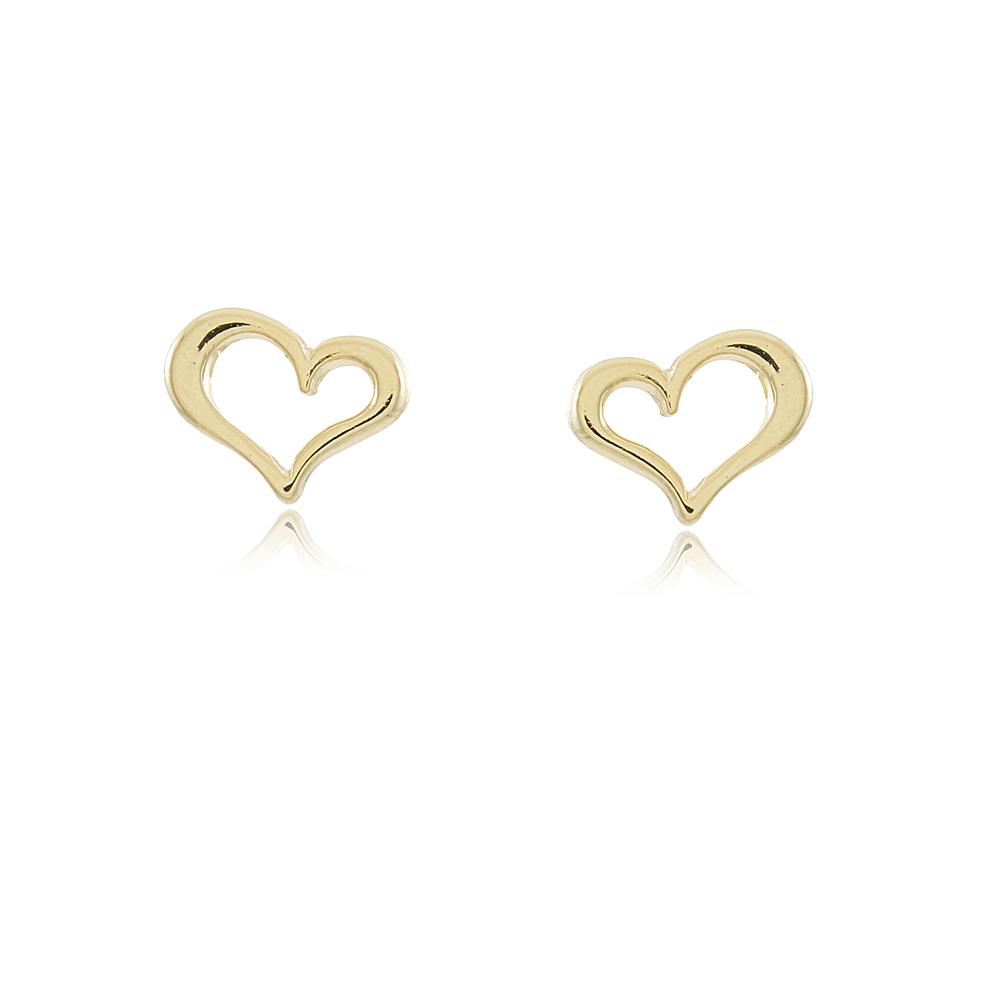 Tarnish Resistant, Nickel free and Hypoallergenic for Sensitive skin, Apparel and Accessories, Jewelry, Earrings Heart Stud Earring Finished in 18K Yellow Gold Women Jewelry 36526